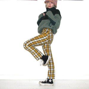 UNIF Dawson Plaid Pants Yellow Blue White Size 25